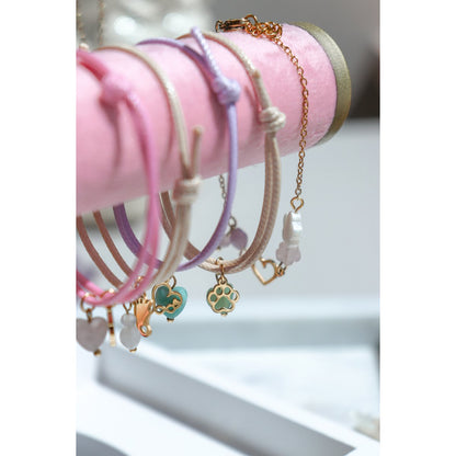 Wax Cord Bracelet Amazonite & Infinity Heart - Gold