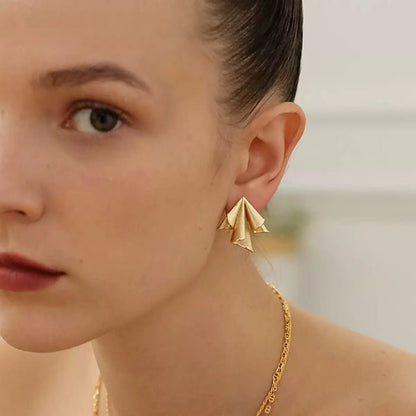 Golden Paper Plane Earrings