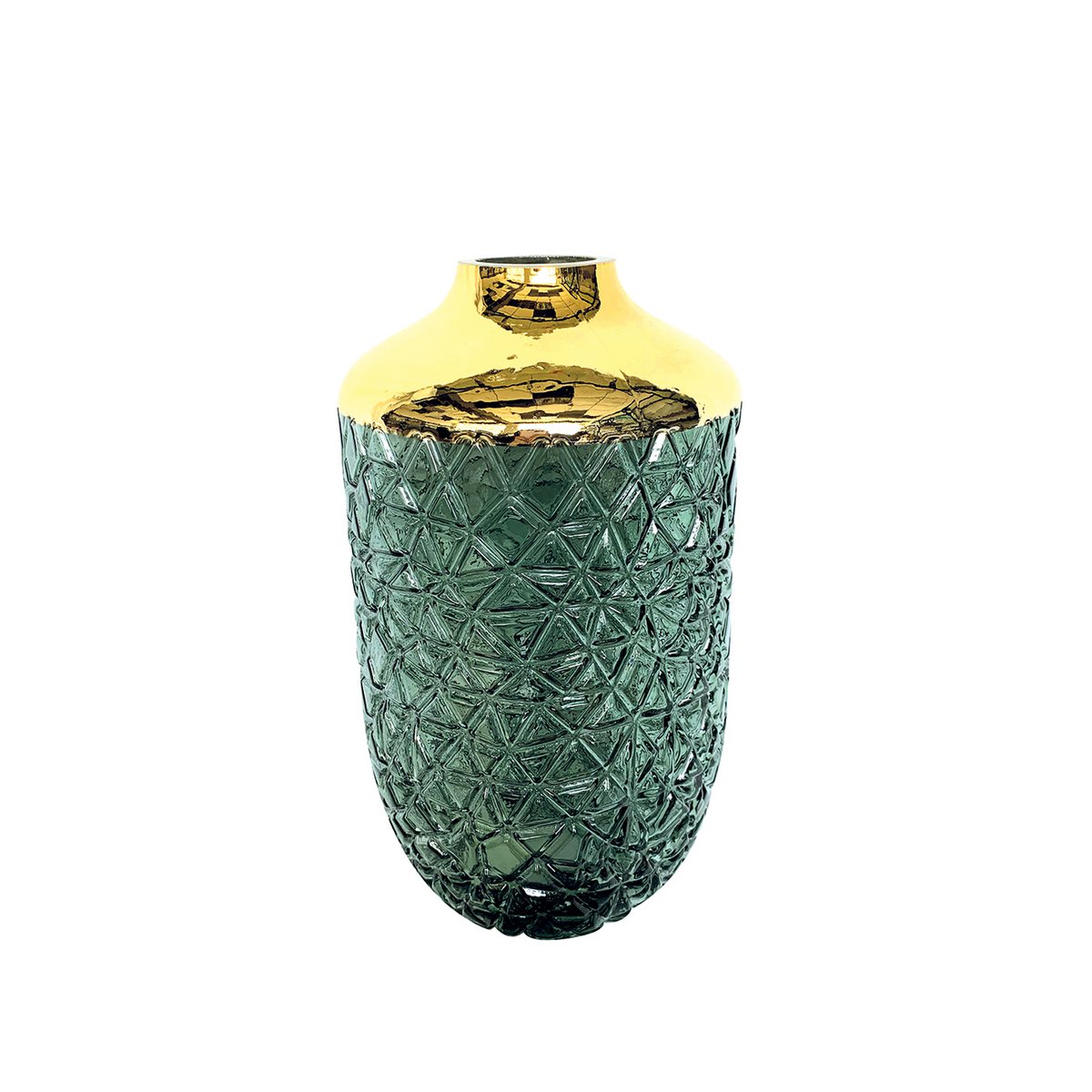 Green vase with Dore edge 16 x 29 cm