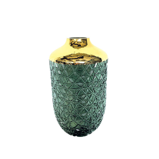 Green vase with Dore edge 16 x 29 cm