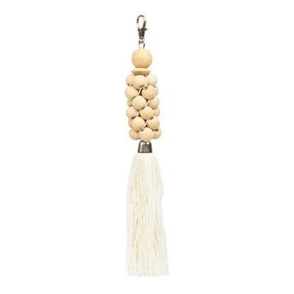 The Wooden Beads Keychain - Natural White