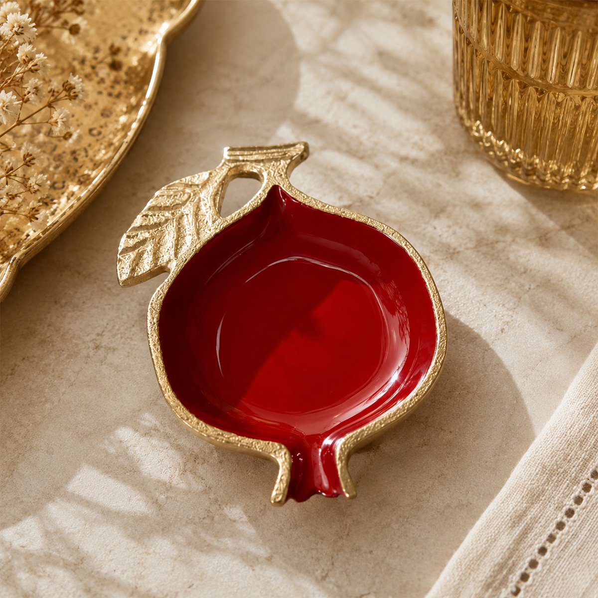 Red and gold pomegranate bowl