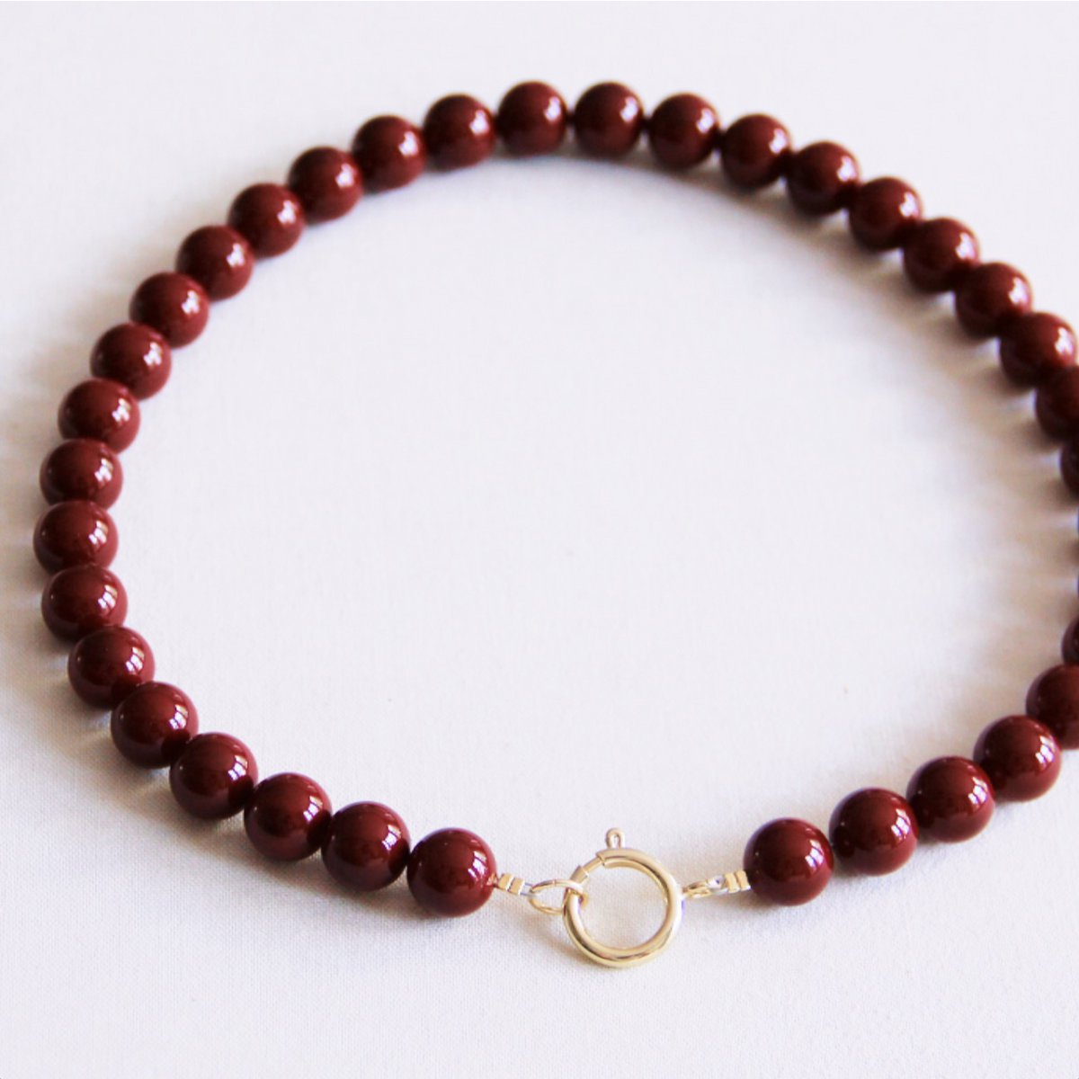 Natural stone bead necklace XL - burgundy