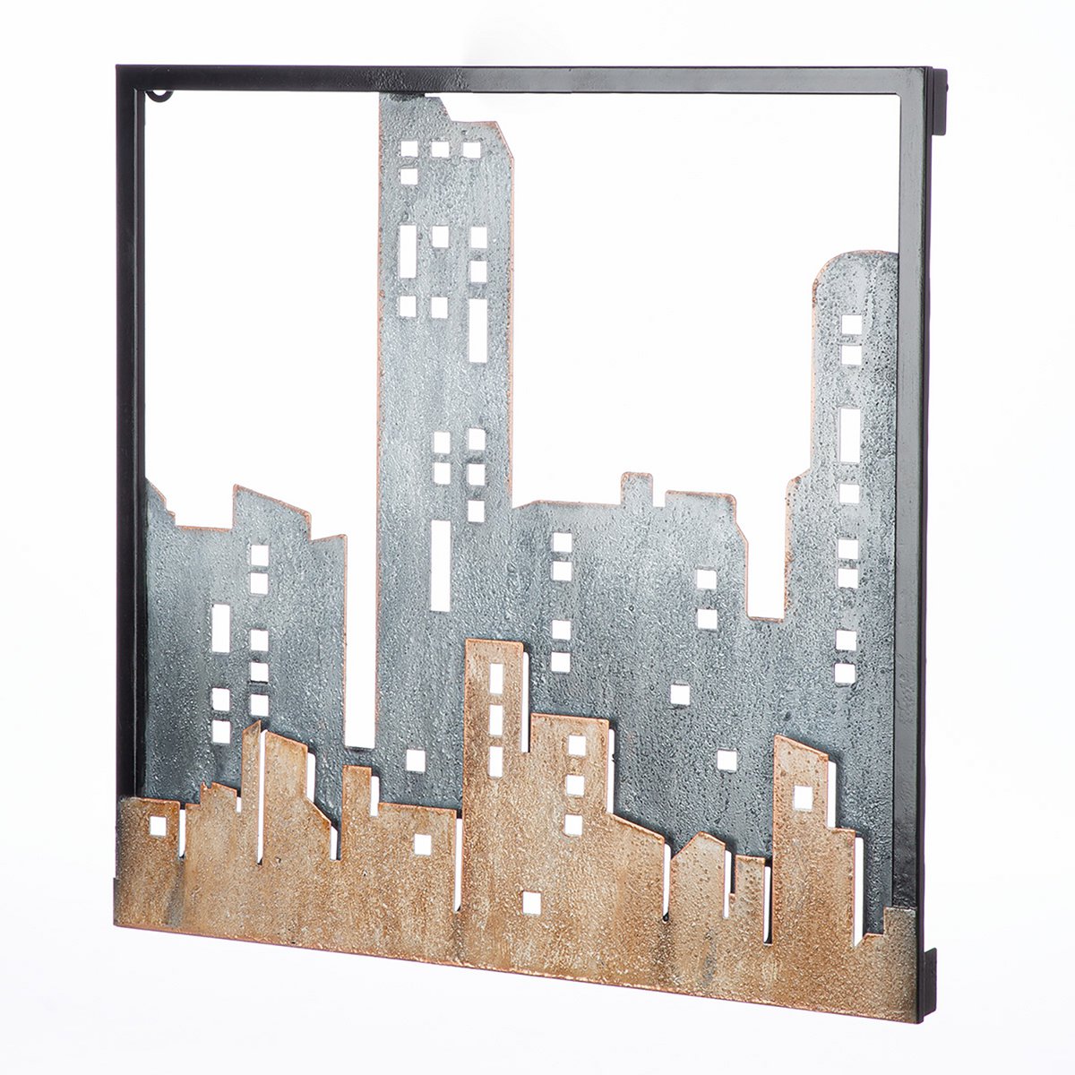 Wall relief City, blue, brown H.50 cm