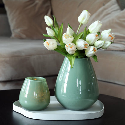 Tea light holder - Tasman Elite XS green Ø12.5 x H11.5 cm (set of 2 pieces)