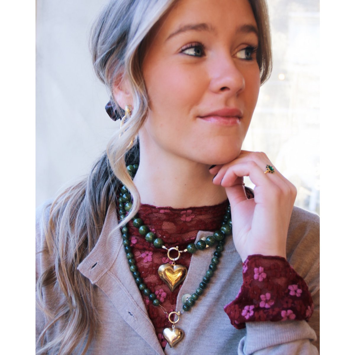 Beaded necklace XXL - dark blue