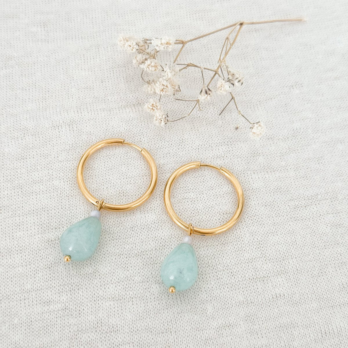Amazonite drop earrings - Gold