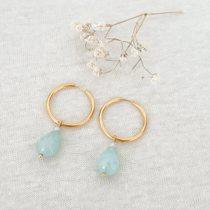 Amazonite drop earrings - Gold