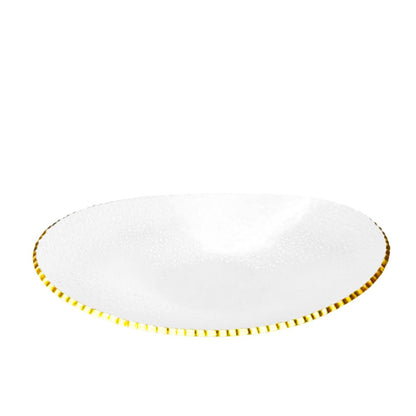 Salad bowl with golden edge oval glass 29.5x19x6cm