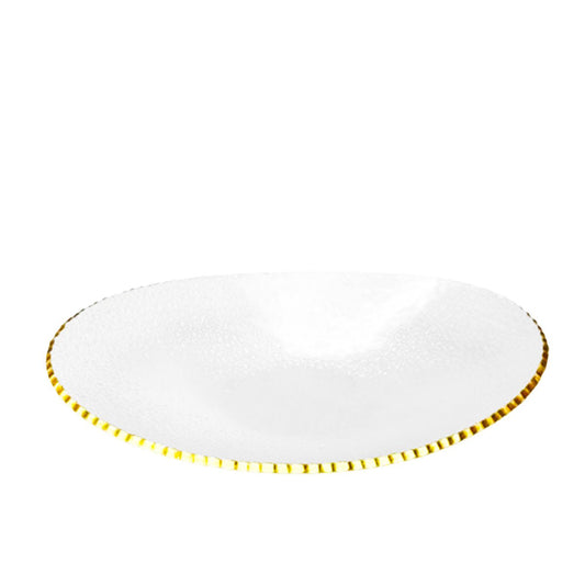 Salad bowl with golden edge oval glass 29.5x19x6cm