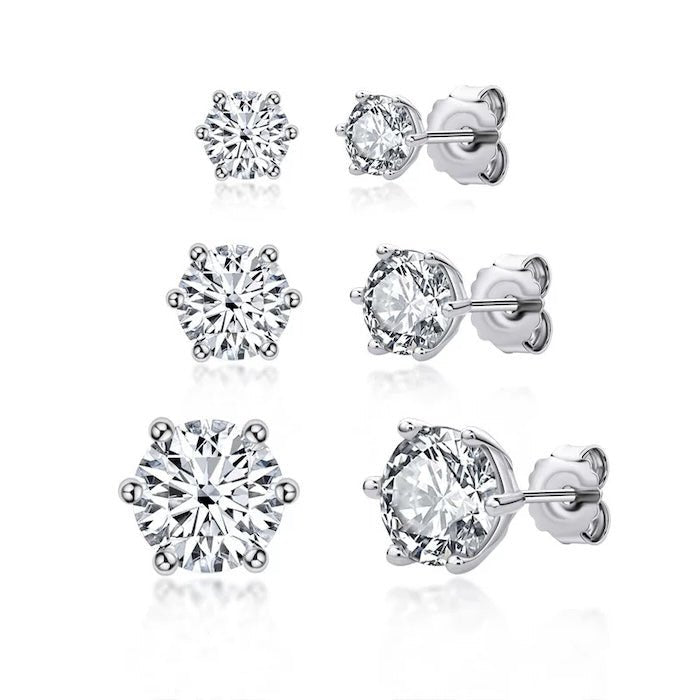 Classic 6 Claws Solitaire Earrings - Moissanite Stone
