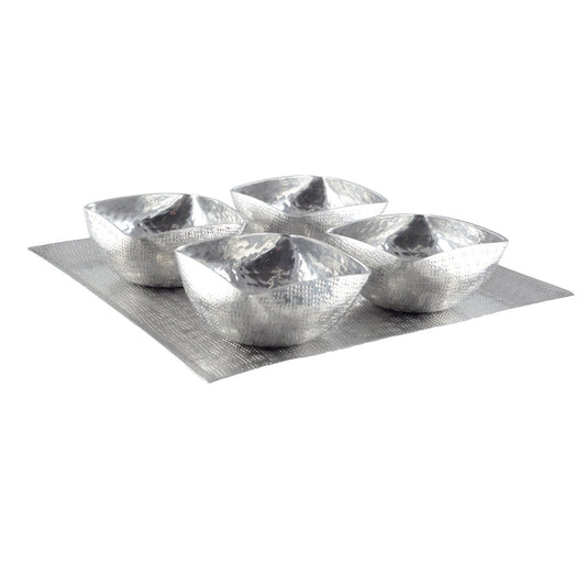 Set of 4 cups on aluminum plate