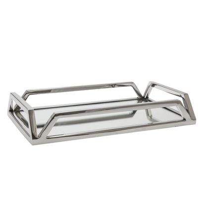 RECTANGULAR SILVER MIRROR TRAY 56x36x5CM