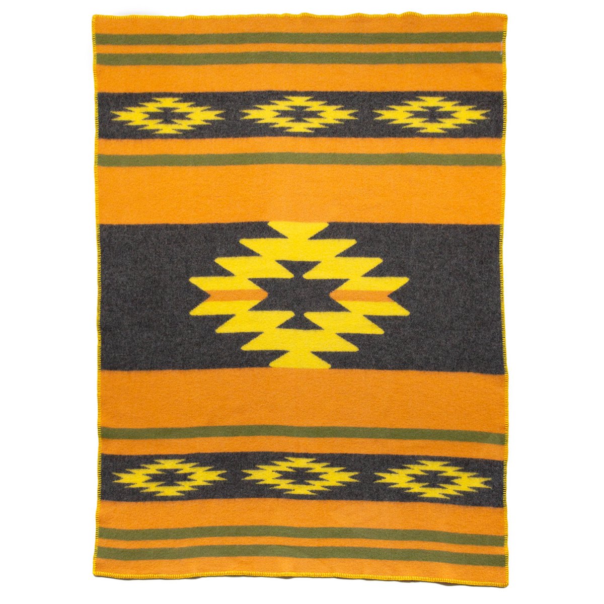 Wool Throw Blanket CARPATHIAN - yellow