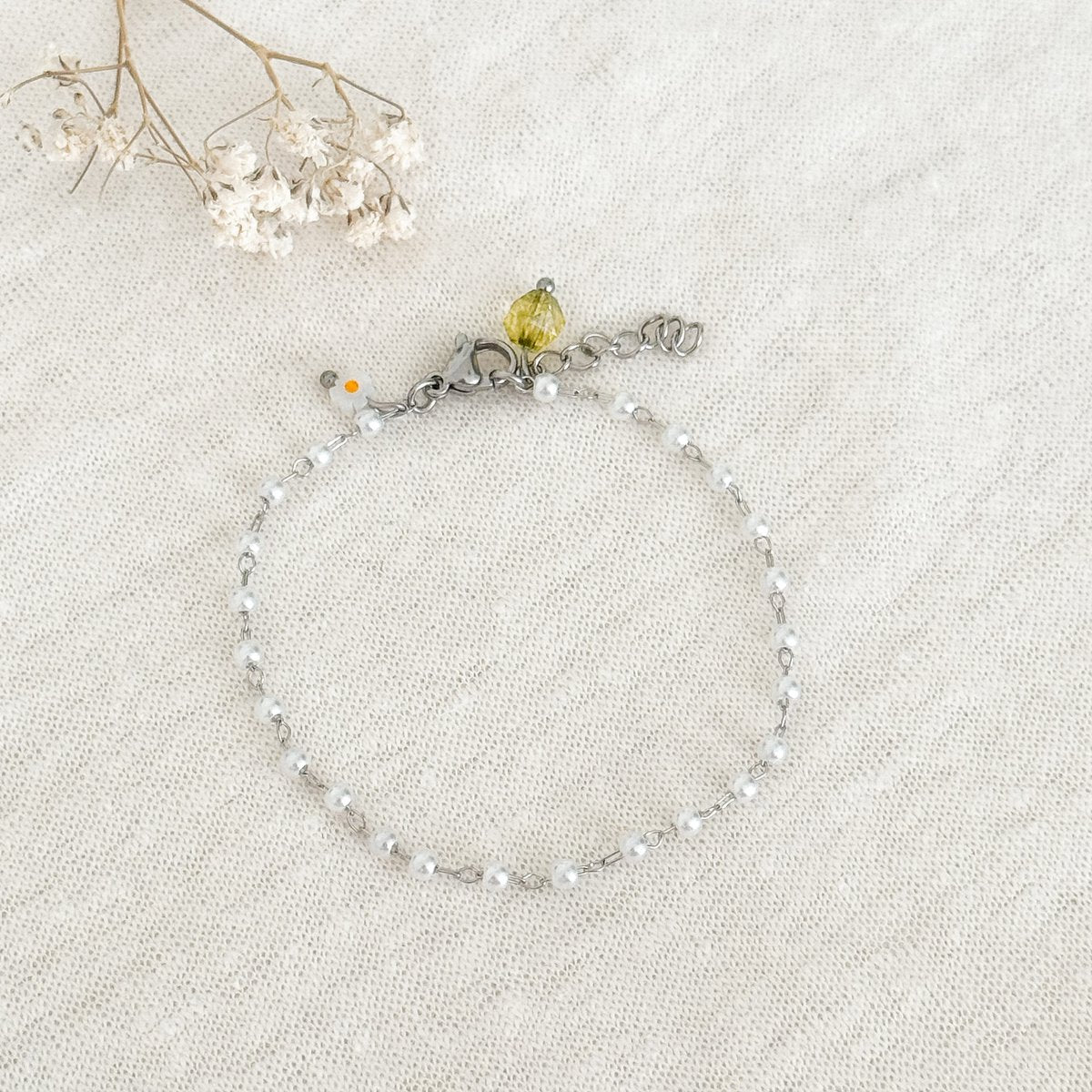 Gems & peridot bracelet - silver