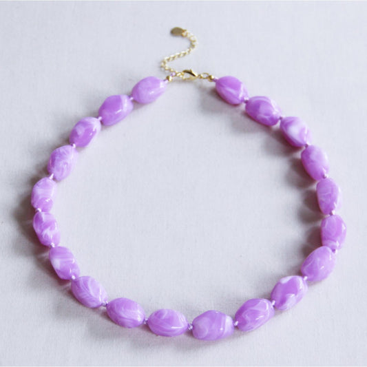 Beaded necklace 'nugget' large - lilac