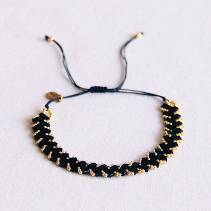 Braided tilabead bracelet - black