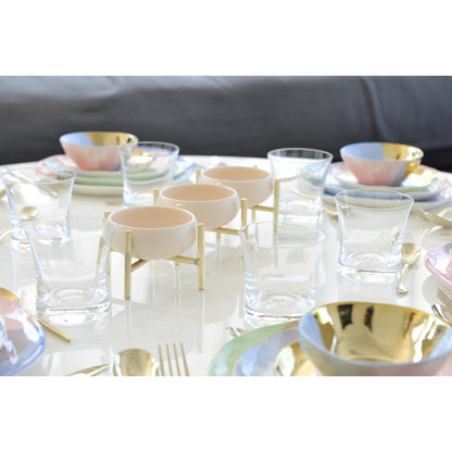 BEIGE AND GOLD APERITIF PLATE 3 COMPARTMENTS