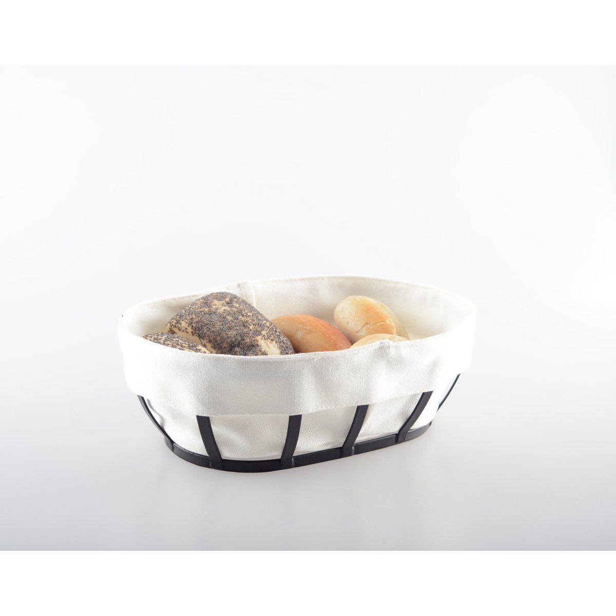 Black oval bread basket 26x18x9cm