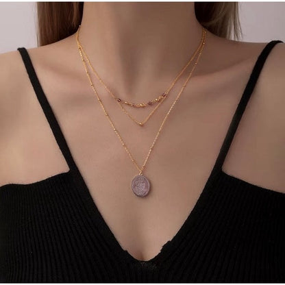 Botanical Mother of Pearl Medallion Necklace