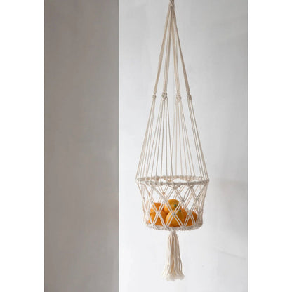 The Macrame Plant Holder - White - L