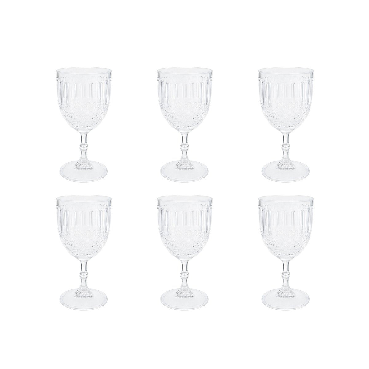 Transparent wine glasses on foot - set of 6