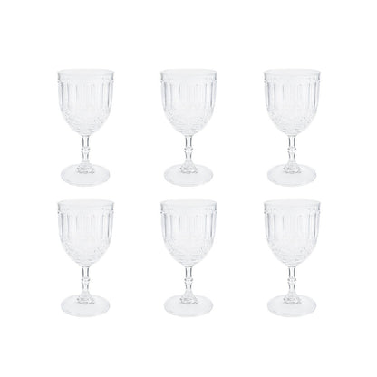 Transparent wine glasses on foot - set of 6