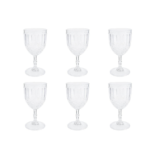 Transparent wine glasses on foot - set of 6