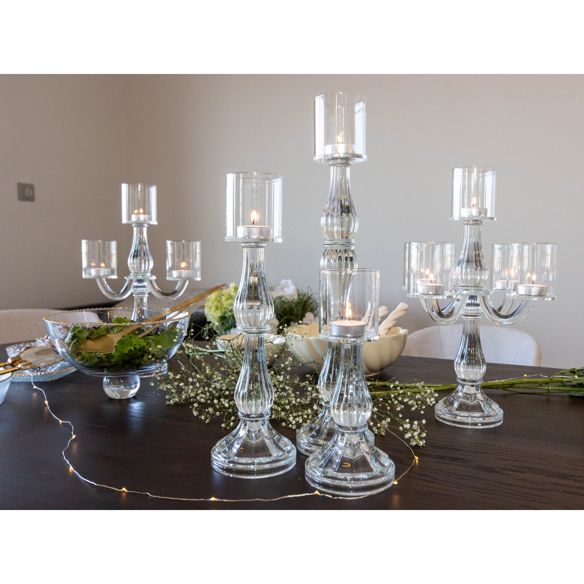Chandelier 5 lights transparent H35cm
