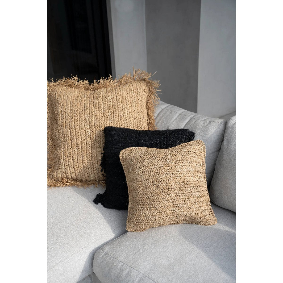 The Raffia Flores Cushion Cover Square - Natural - 40x40
