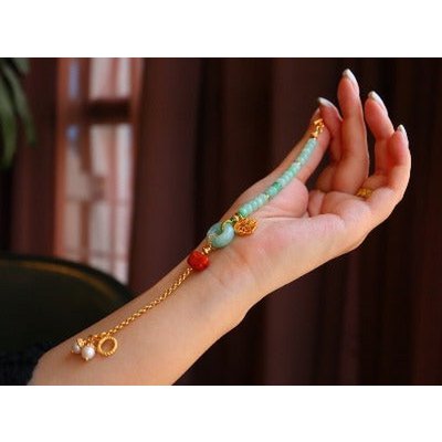 Jade Beads and Red Agate Goodluck Bracelet