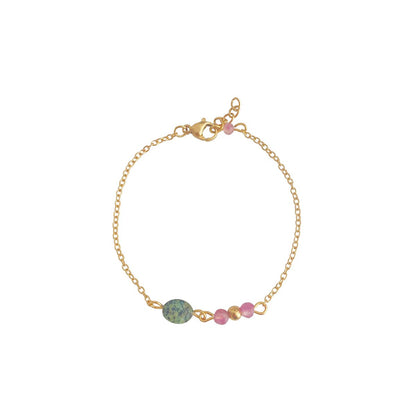 African Turquoise & Tourmaline Bracelet - Gold