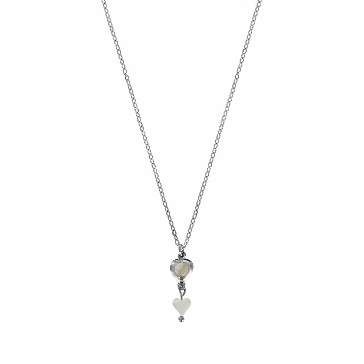 Kristal & Schelp Hart Ketting - Silver