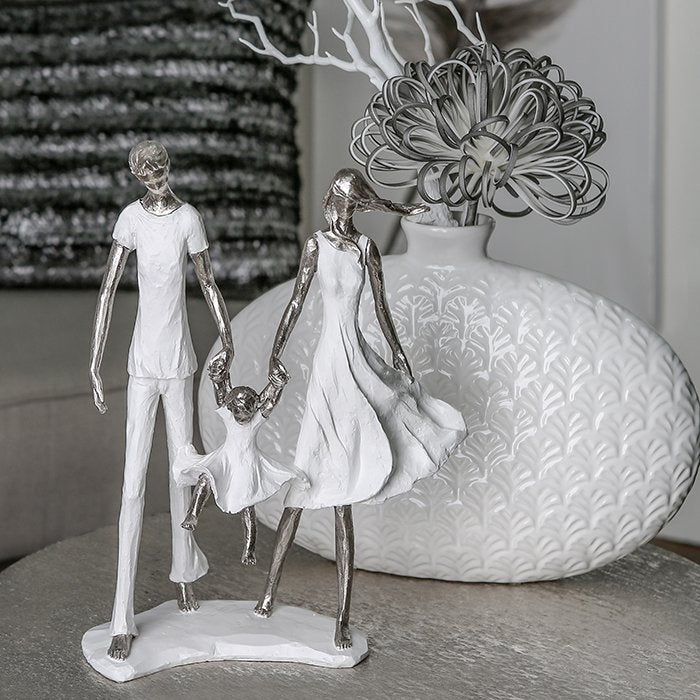 Poly sculpture "Family" white/silver