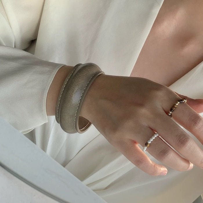 Chunky Minimalist Wide Leather Bangle