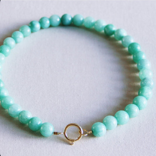 Natural stone bead necklace XL - old green