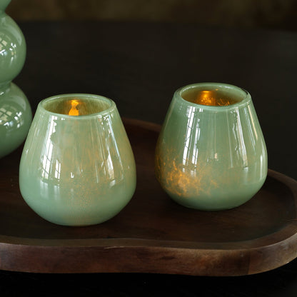 Tea light holder - Tasman Elite XS green Ø12.5 x H11.5 cm (set of 2 pieces)