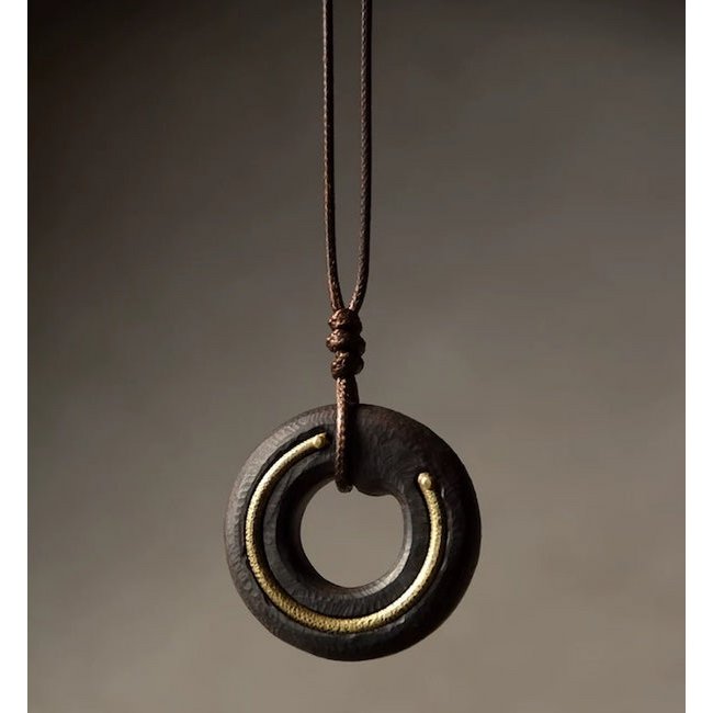 Black Sandal Wood Circle Pendant