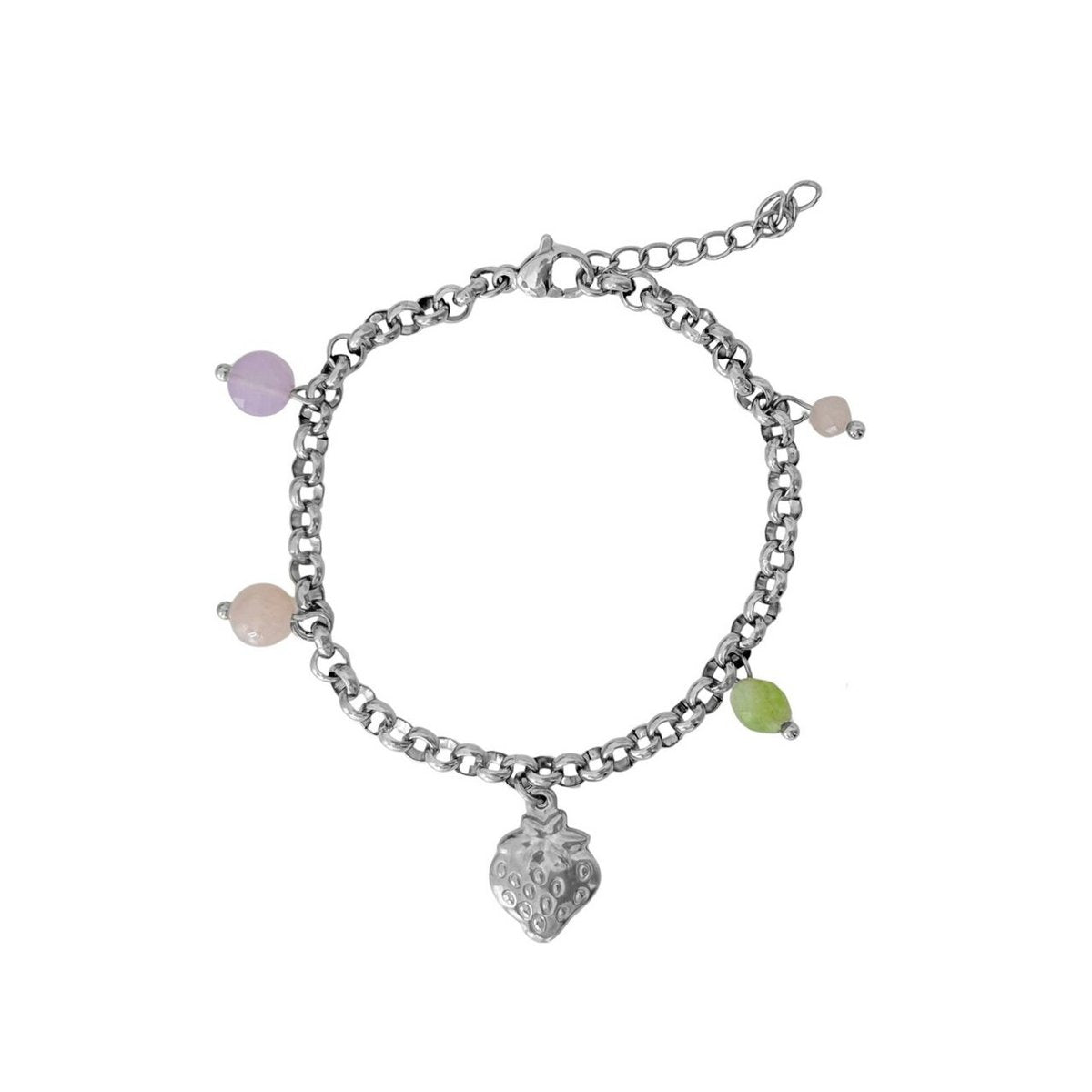 Strawberry & Gemstones Charm Bracelet - Silver