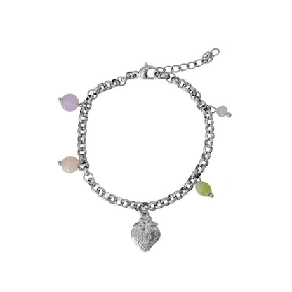 Strawberry & Gemstones Charm Bracelet - Silver