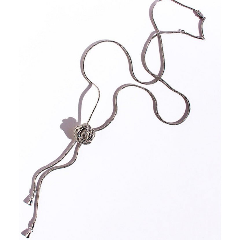 Sophisticated Silver Camellia Necklace and Earrings Set