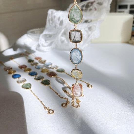 Rainbow Quartz Crystals Beads 5-Stone Bracelets