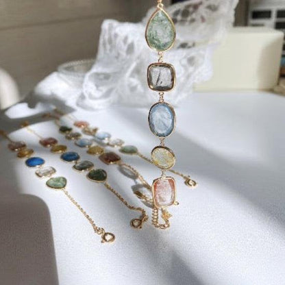 Rainbow Quartz Crystals Beads 5-Stone Bracelets