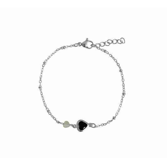 Aventurine & Crystal Heart Bracelet - Silver