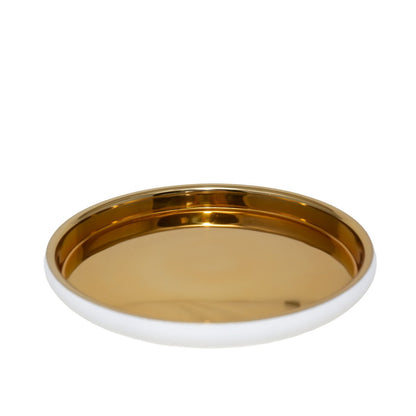Ecru and golden round tray 32.5x32.5x4.5cm