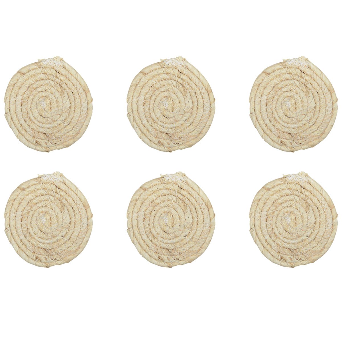 Set of 4 round glass in rope