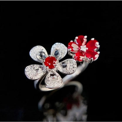 Ruby Plum Blossom Cocktail Ring