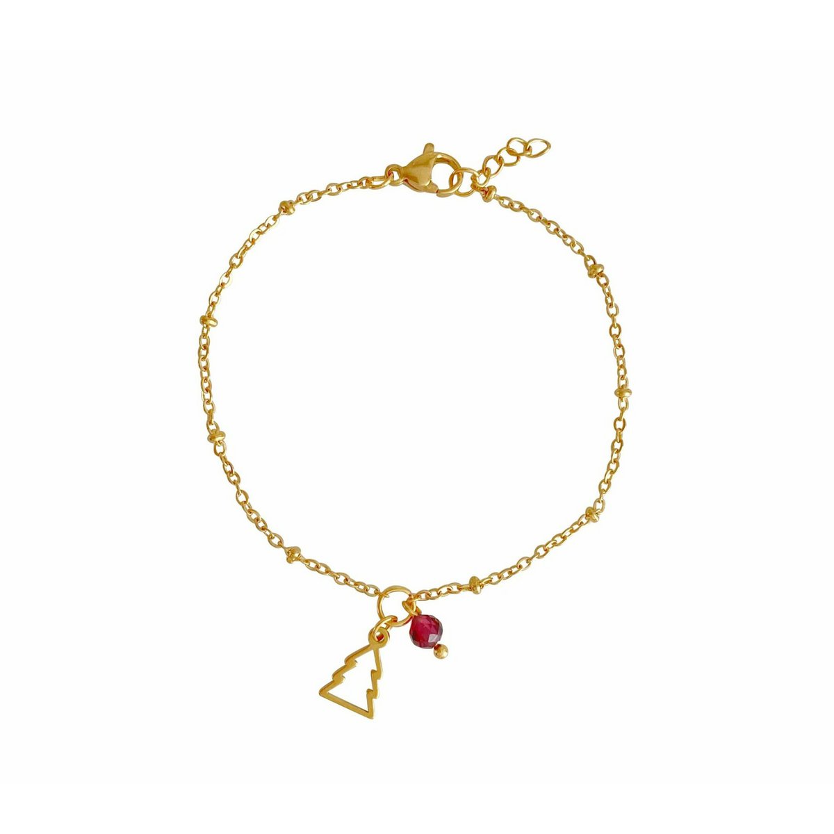 Bracelet Christmas Tree & Garnet - Gold