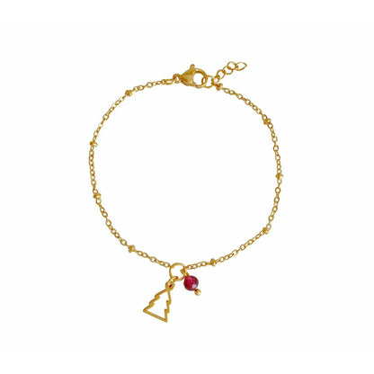 Bracelet Christmas Tree & Garnet - Gold