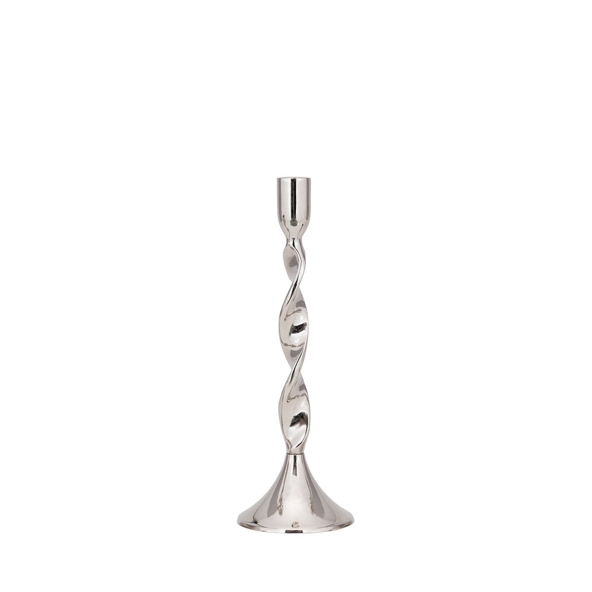 Chic silver twisted candlestick 10x10x30cm